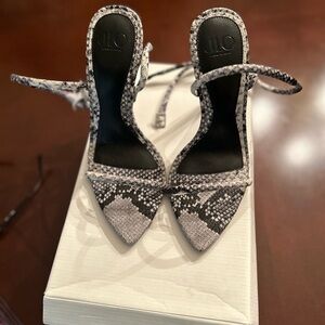 Jennifer Lopez Black and Gray Snakeskin Heels